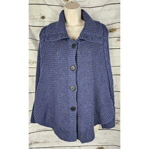 Ugg Maribeth Heather Blue Sweater Cardigan Poncho XS/S Cocoon Wool Blend